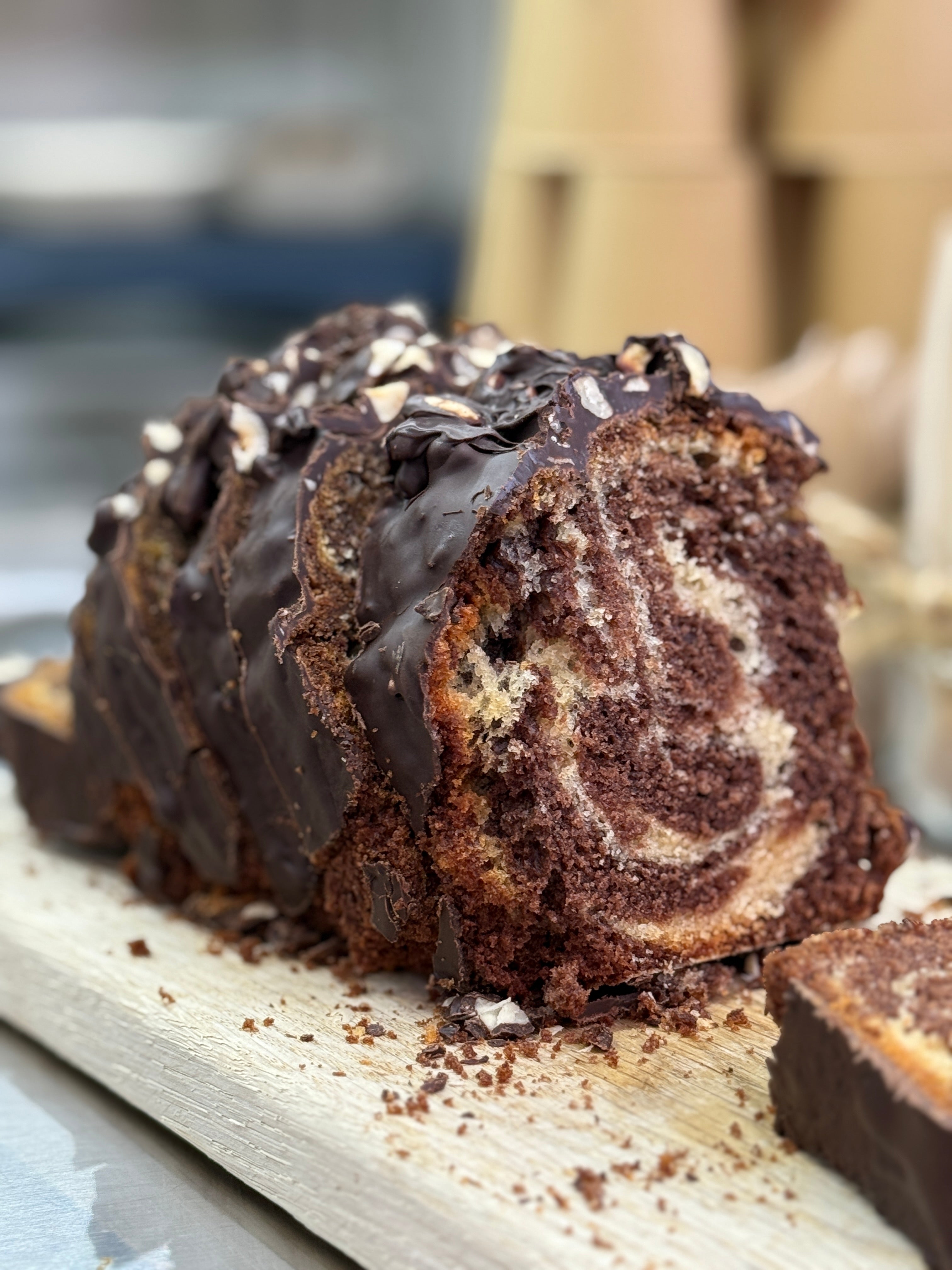 Cake marbré chocolat vanille